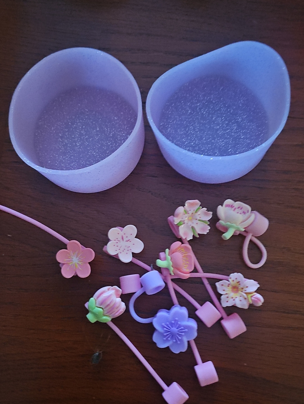 Kids Floral Hair Tie Set - Pink & Lavender Elastic Accessories